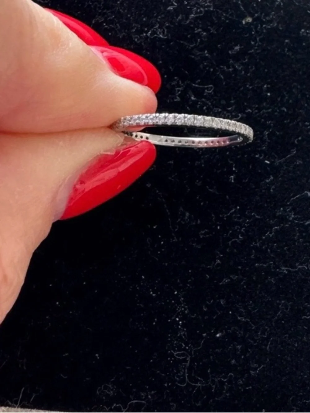Etsy Round Cut Colorless Moissanite Pave Wedding Band In 14K White Gold